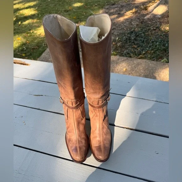 Charles David Tan Leather Knee-High Boots – Size 7 - Picture 7 of 13